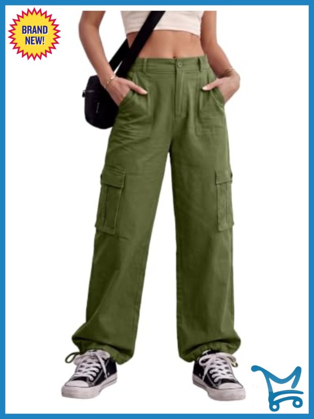 Lepunuo Women's High Waisted Cargo Pants with 6 Pockets Drawstring Ankle Cuffs